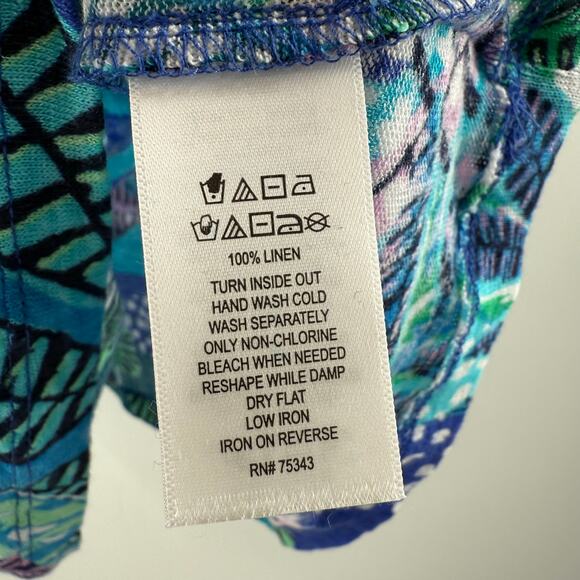 Cynthia Rowley Tank Top Size Large 100% Linen Tropical Leaf Print Summer Halter - Picture 8 of 9